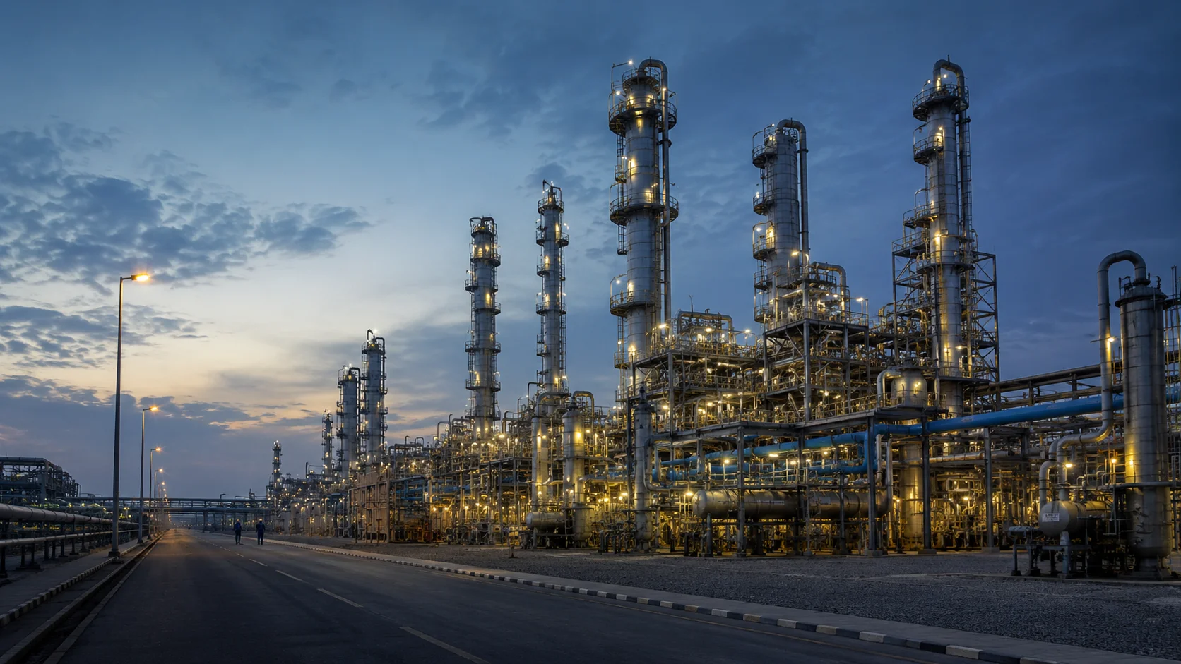 Industrial refinery at night